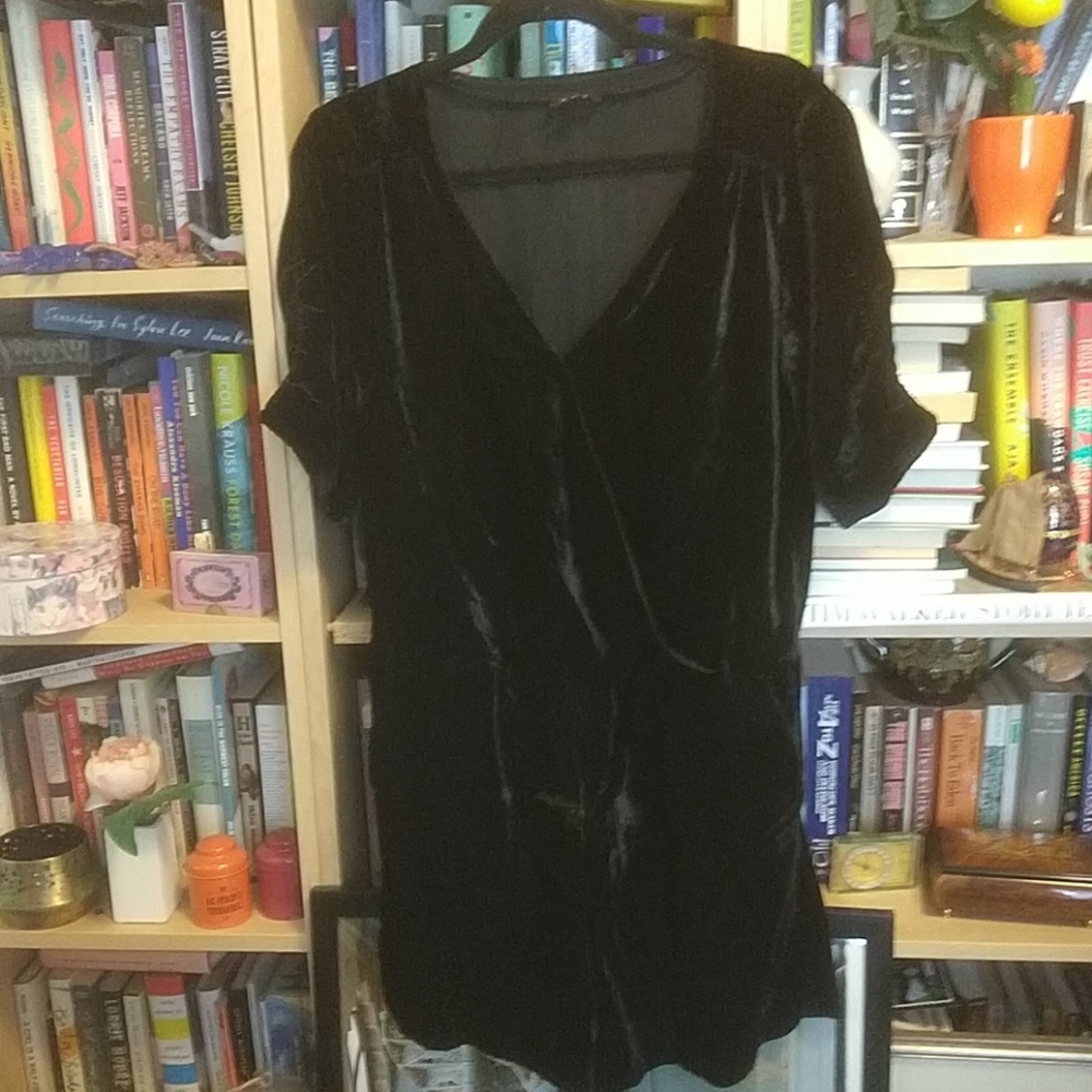 LOFT black velvet romper